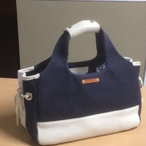KATE SPADE ♠️ navy linen white leather Satchel